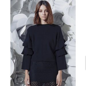 Asilio Material Girl Top Tiered Sleeve Sweater Black